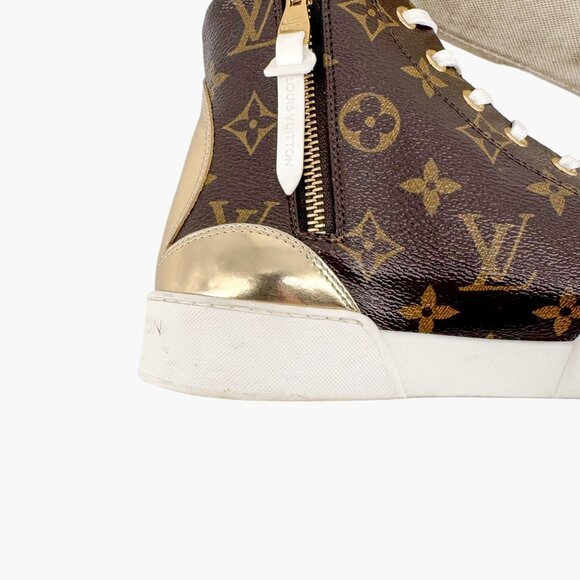 Louis Vuitton High Top Sneaker Boot EU 37 US 7 Brown LV Monogram Trainer Bootie - Picture 14 of 14